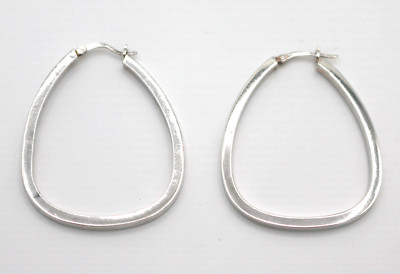 Vintage JCM Jacmel Mauritius Sterling Silver 925 Oval Hoop Earrings 4.6g