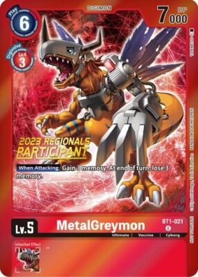 MetalGreymon 2023 Regionals Participant Foil - BT1-021 - NM - Digimon TCG