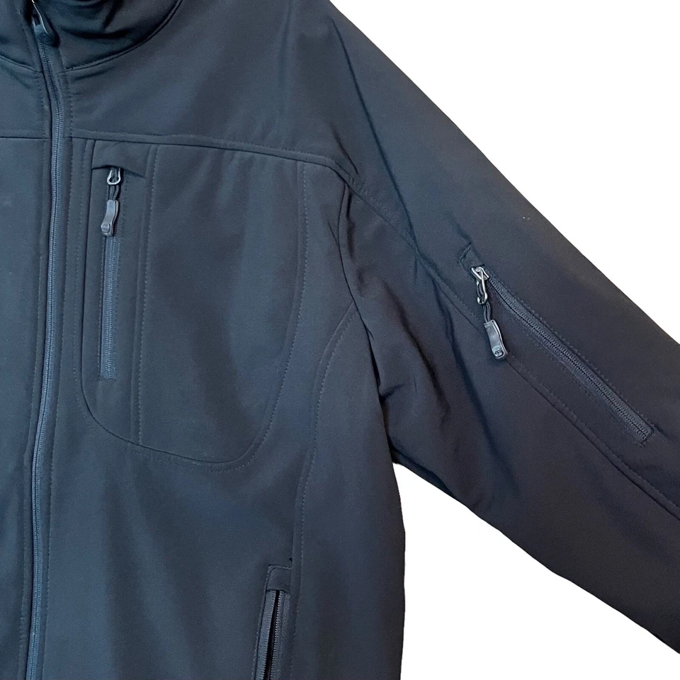 Free Country Jacket Mens Medium Black Zip Softshell Water Resistant Camping - Image 3 of 4