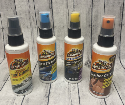 (4)Armor All Car Care Kit.  4oz. Tire Shine, glass cleaner, leather and all purp