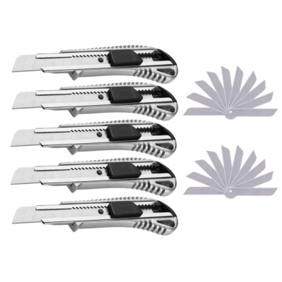 5x Profi Cuttermesser +20 Klingen Alu Teppich Messer Druckguss Tapetenmesser Set
