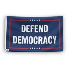 Defend Democracy Political Flag - 100% Polyester, Grommets or Sleeve, Indoor Out