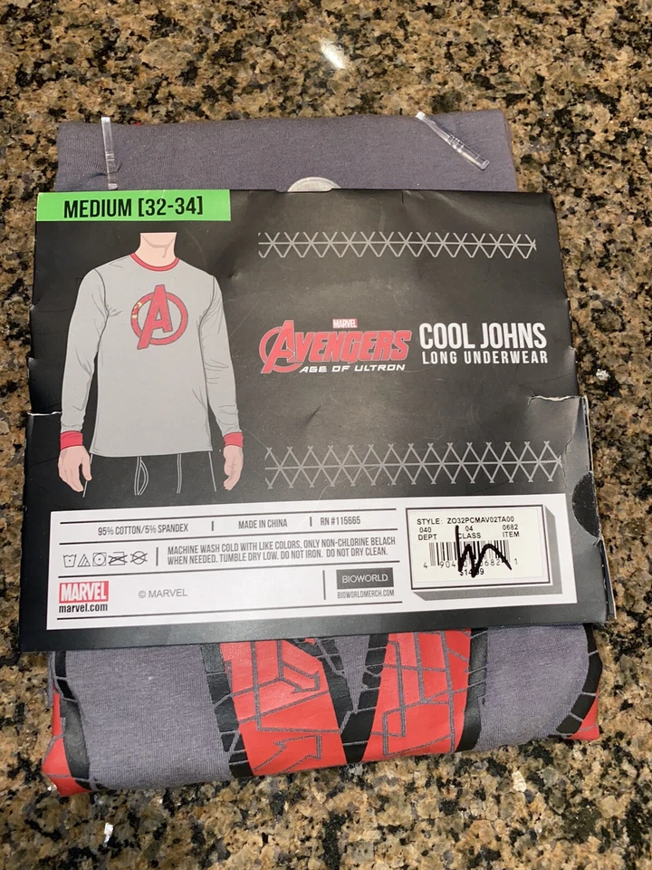 PARA HOMBRES MARVEL AVENGERS COOL JOHNS ROPA INTERIOR LARGA ROPA DE DORMIR CAMISA DE SALÓN MEDIANA Foto 2 de 2