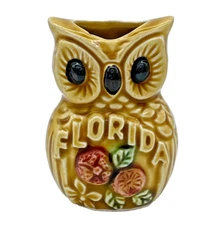 Owl Toothpick Holder Florida Retro 1970s Japan Souvenir Country Farmhouse