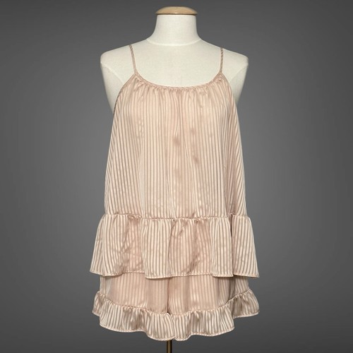 Victorias Secret Women Sleepwear L Pink Stripe Camisole Tap Pants Feminine Sexy
