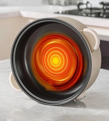 Elektrischer Schongarer Glasdeckel Antihaft Reiskochen Bratpfanne Schmortopf