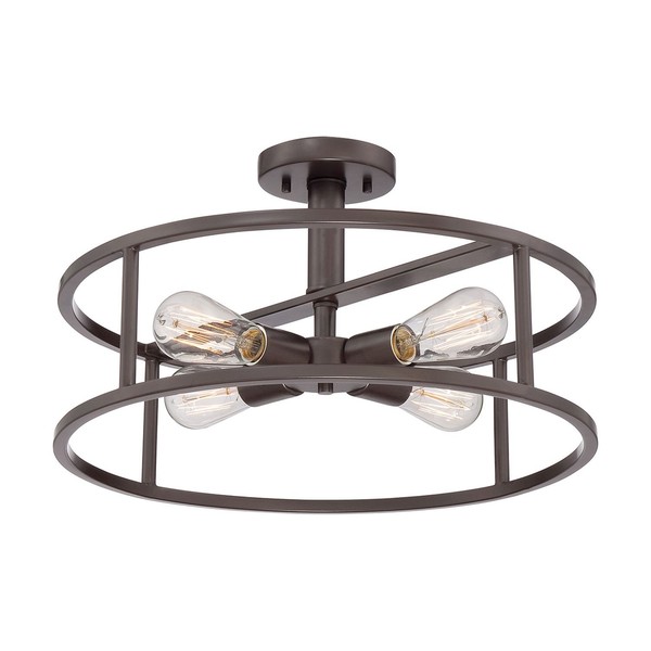 Deckenleuchte Peroy Bronze Antik 4Xe27 Ø46Cm KüRzbar Wohnzimmer Esszimmer Lampe-image