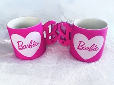 NWT Set Barbie 21oz Hot Pink Soft Touch Ceramic Mug Large Fluorescent Cups
