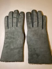 Ladies Woman Genuine Suede Leather Warm Lined Gloves Size 7.5 in EUC