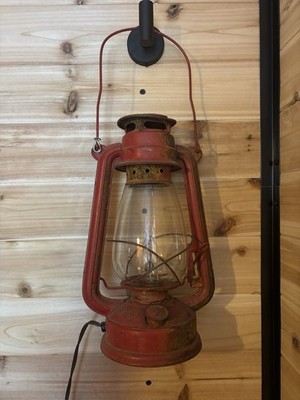 Vintage American Camper 12'' Red Kerosene Lantern, RK12 Converted To 120volt Lamp