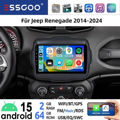 9'' Android 15 Autoradio Carplay Für Jeep Renegade 2014-2024 mit GPS Navi WIFI BT