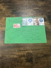 Colombia Airmail Cover to New Zealand Green Envelope Oil Stamps c1970s