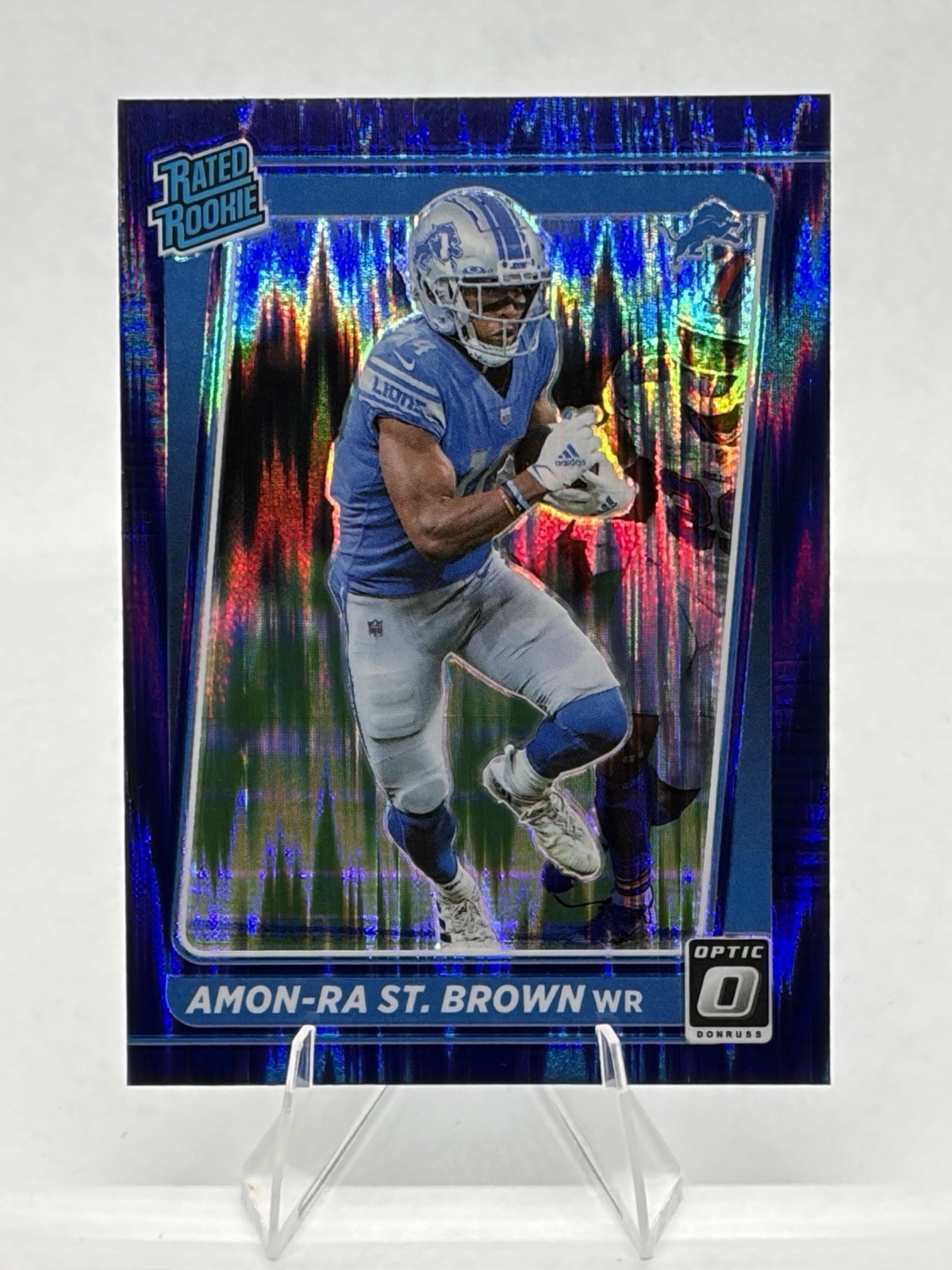 2021 Panini Donruss Optic Rated Rookie Amon-Ra St. Brown #228 Purple Shock Prizm