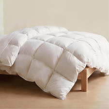Goose down Fiber Comforter, All Season Duvet Insert, Queen,White  90X90 Inch, 5