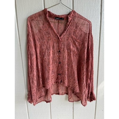 Gypsy 05 Silk Sheer Button Up Blouse Shoulder Cutouts Size XS