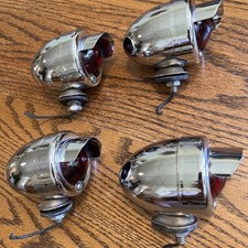 Vintage Chrome Bullet Light With Red Glass Lens Car Auto Motorcycle Brake Visor Vintage Chrome Bullet Light With Red Glass Lens Car Auto Motorcycle Brake Visor