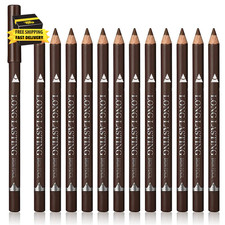 12 Pack Wooden Eyebrow Pencil Set, Waterproof Defining