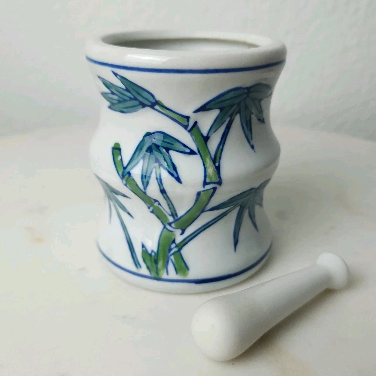 Vintage Porcelain Mortar & Pestle Chinese Herb Spice Grinder Tea Cup