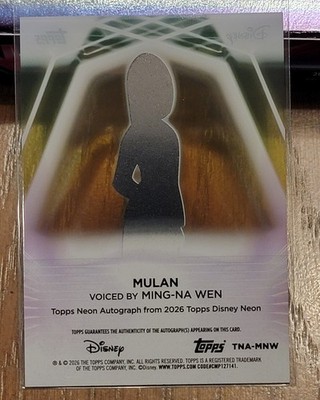 2026 Topps Disney Neon Mulan Ming-Na Wen Autograph 9/50 TNA-MNW