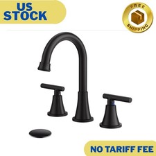 Bathroom Faucets for Sink 3 Hole, Matte Black Bathroom Sink Faucet with Pop-up