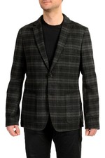 Hugo Boss Men's "Marcoz9" Plaid Wool Gray Two Button Blazer US 42R IT 52R