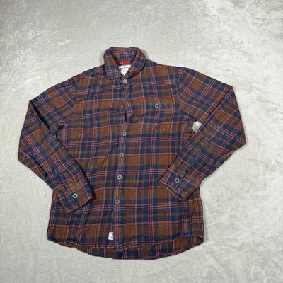 Iron and Resin Flannel Shirt Mens Small Brown Plaid Button Up Thick Workwear