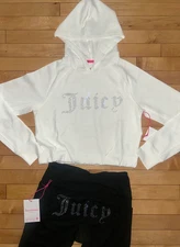 NEW!NWT JUICY COUTURE OG Big Bling Trackset Hoodie & Leggings Black/White Size S