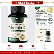 Nature's Nutrition Vitamin D3 5000 IU 125 mcg Softgels 60 Count