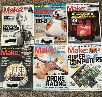 Make: Magazine Lot Of 6 Back Issues No 44, 45, 46, 47, 48, 49/ 2015-2016 ￼