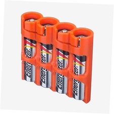by Powerpax Slimline AAA Battery Storage Caddy, Orange, Holds 4 ORANGE