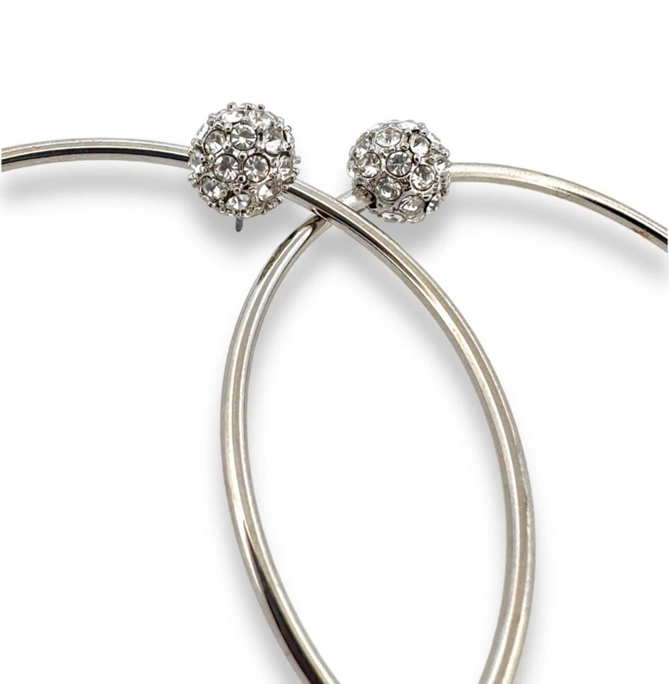 Pendientes traseros con poste de aro grande esfera cristal pavé Foto 3 de 4