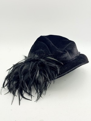 1950s Vintage Black Velvet Satin Cocktail Hat Christine Original Tilt Hat Vintage 1950 main image 2