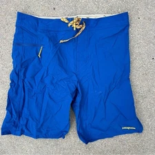 Patagonia Wavefarer Stretch Board Shorts Blue Yellow 21” Size 36