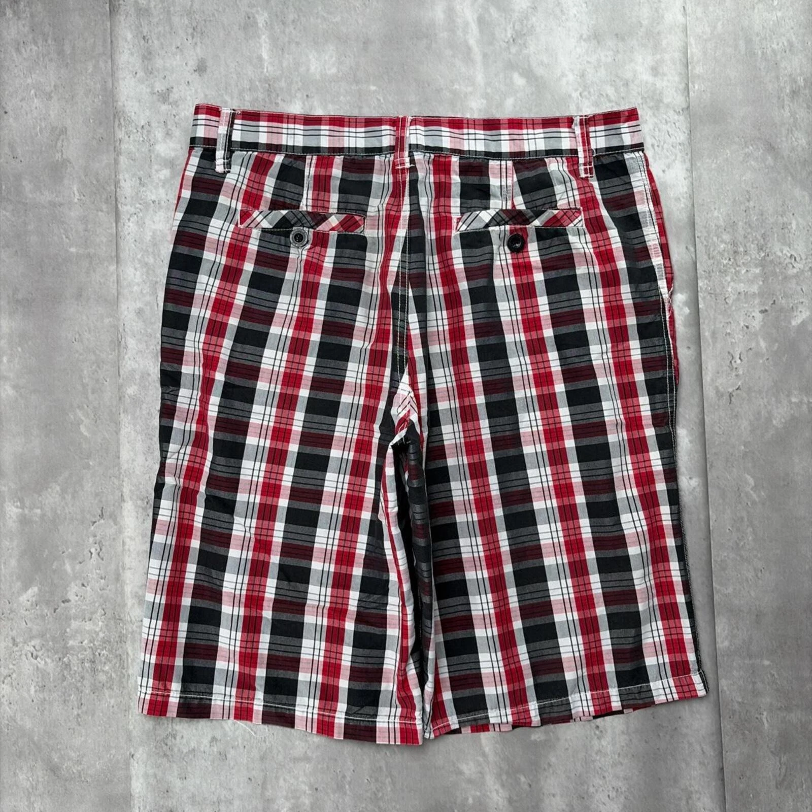 Y2K Red Lot 29 Grunge Gothic Baggy Plaid Skater Shorts