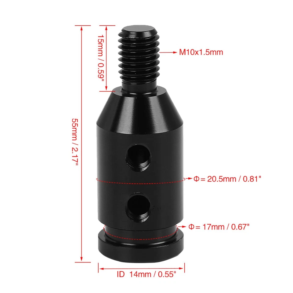 Adaptador universal de perilla de cambio de marchas negro para automóvil M10 x 1,5 para palanca de cambios sin rosca Foto 3 de 4