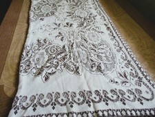 taupe and brown cotton blend tablecloth 40 x 80 floral