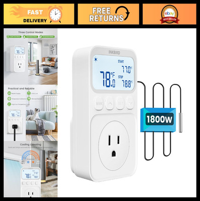 Programmable Digital Thermostat 15A 1800W for Heating & Cooling, Timer Control,