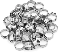 50 Pieces 12.8-15.3Mm 304 Stainless Steel Single Ear Hose Clamps