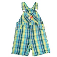 Vintage Disney Winnie the Pooh Kids 90s Shortalls Plaid Overall Shorts Size 10