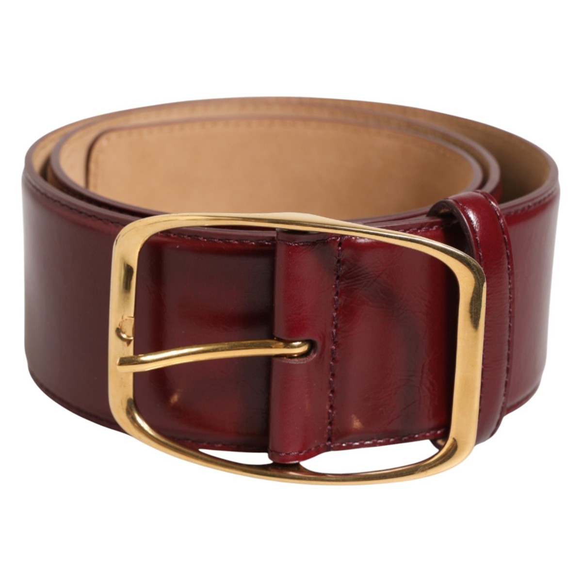 DOLCE & GABBANA Belt Burgundy Leather Gold Metal Buckle  display picture 3