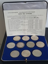 Vatikan Serie Papst 10 x 500 Lire 1958 - 1969 Original Etui Silber 835er 