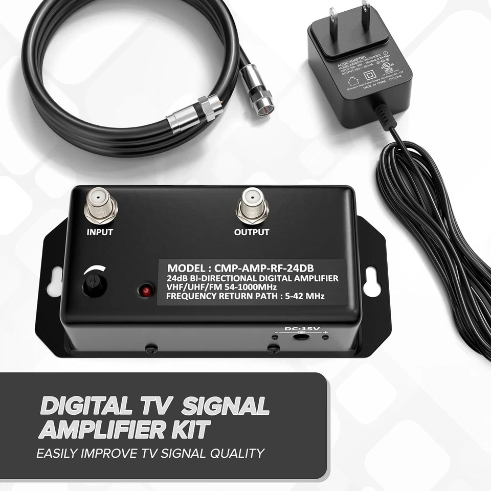 Digital TV Antenna Amplifier with Adjustable Gain Control - 24 dB Signal Boost - Image 4 of 4