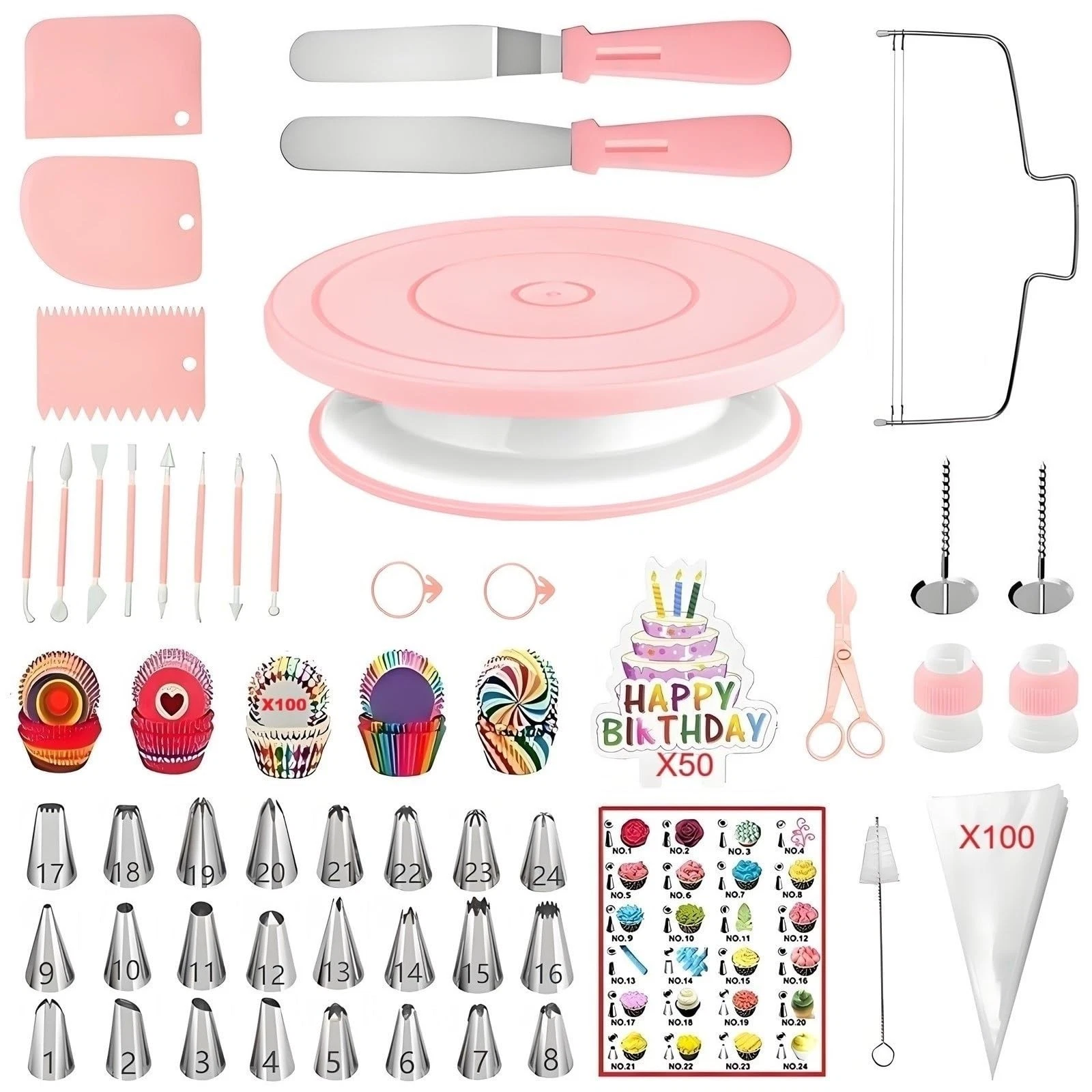 Cake Decorating Kit, 298 Pcs with Cake Turntable, Leveler, 24 Numbered Icing ...
Opens in a new wind