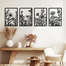 Metal Flowers Wall D cor Minimalist Metal Wall Art for Living Room Bedroom Ba...