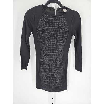 Divided by H&M Women's Black Snakeskin Crewneck Long Sleeve Mini Dress Size 8