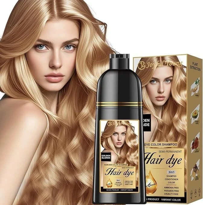 Golden Blonde 3 in 1 Hair Dye Shampoo Gray Coverage Ammonia-