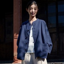 New Womens Cotton Linen Loose Cardigan Long Sleeve Shirts Tops Blouse Coats