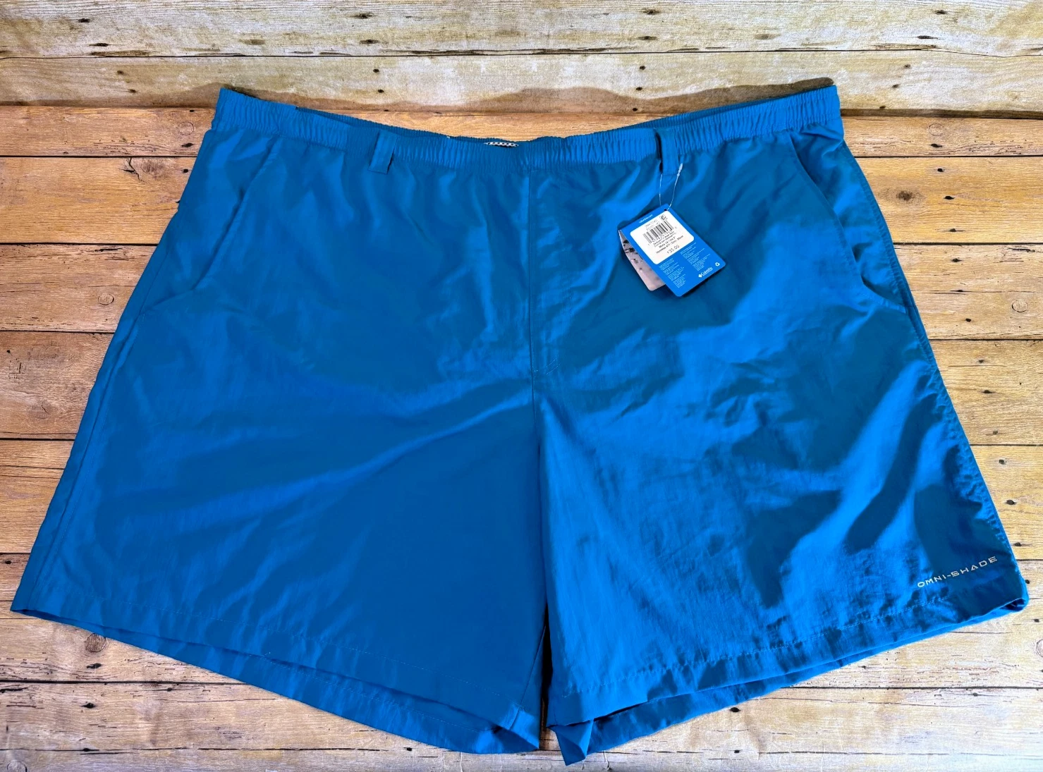 COLUMBIA SWIM TRUNKS FISHING SHORTS BACKCAST IV MEN'S 4XL 8" BLUE $40🌴NWT⭐️