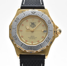 Vintage EXC 5 TAG HEUER Professional 3000 934.413 Gold 38mm Quartz Men's Watch