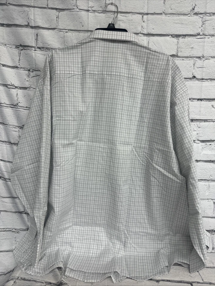 Camisa de vestir Haggar plateada y negra a cuadros manga larga talla 22 34/35B para hombre’s Foto 3 de 4